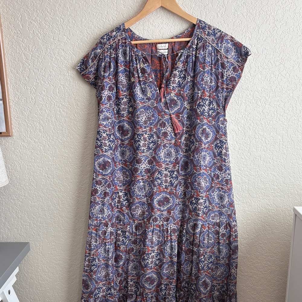Floral Patterned Maxi Dress in Blue and Purple